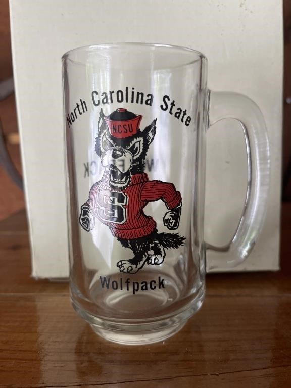 Vintage NC State Wolfpack Beer Glass Mug 12 oz