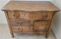 E - ANTIQUE DRESSER W/ 3 DRAWERS & CUPBOARD (B6)