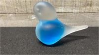 Heavy Art Glass Bird Figurine 5" Long X 4" High
