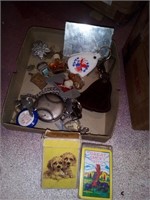 Small lot of old keychains, perfume bottles,