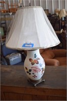 Vtg Hand Painted Milk Glass Lamp w/ New Shade