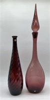 lot of 2 Art Deco Glass Items- Vase & Decanter