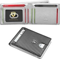 Carbon Fiber Silver Slim Rfid Bifold Wallet