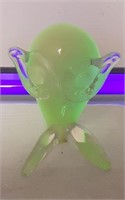 Hand-Blown Uranium Glass Owl Paperweight