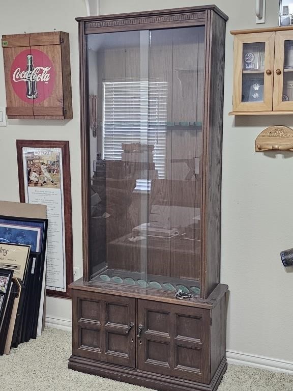 Vintage Wooden w/ Glass Door Gun Cabinet
