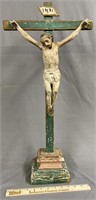 Antique Wooden Crucifix Sculpture