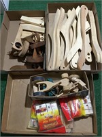 Group lot of 3 boxes of wood/craft items