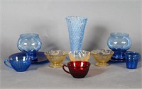 Vtg Yellow Depression, Cobalt, Ruby Red Glassware