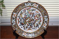 Chinese Export Rose Canton black butterfly plate