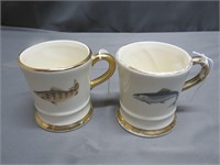 Lot of 2 Vintage Shaving Mugs Fish Pattern