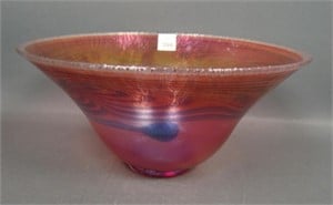 Signed Vandermark Art Glass Flared Bowl
