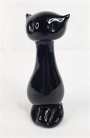 Cat Figurine Black Glass