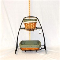 Wrought Iron Holiday 2 Shelf Stand w/ 2 Baskets