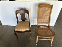 Caned Rocking Chair & Padded Seat Chair