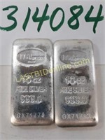 2 Ital brand 10 Tr. oz. .999 Silver Bars