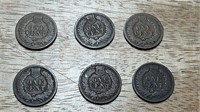 6 1891 1909 US Indian Head Pennies