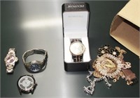 Grouping of Mens Wristwatches and Costume jewelry