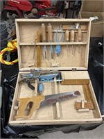 Vintage Turquoise Tool Set in Wood Box