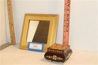 Square Framed 8" x 8" Mirror w/ Hand Carved Box