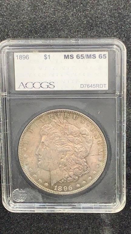 1896 ACCGS MS65 Silver Morgan Dollar w/ Toning