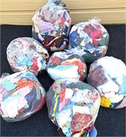 7 BAGS FILLED WITH ASSORTED FABRIC PIECES & SCRAPS