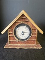Rustic log cabin wood clock