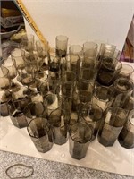 Large quantity of smoked drinking glasses