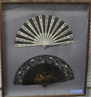 2 DECORATIVE FANS IN FRAME