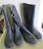 2 Pair Of Made In USA Sz 10 Rubber Boots