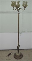 60" Vintage 3 Bulb Floor Lamp Marble Insert