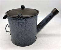 Grey Agateware Watering Can w Spot Cover, Handle &