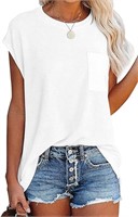 Women's white casual crewneck T- shirt with