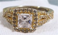 PLATED STERLING CZ ENGAGEMENT RING