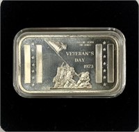 .999 1oz Silver Veteran's Day 1973 Ingot