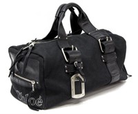 CHLOE BLACK CANVAS LEATHER BOSTON HANDBAG