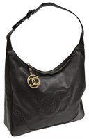 CHANEL BLACK CAVIAR LEATHER MEDALLION HOBO BAG