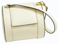 BULGARI 'BZERO' WHITE LEATHER TUBE SHOULDER BAG