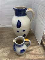 2 vintage pottery pitchers