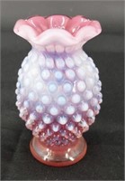 Fenton Cranberry Opal Hobnail Hat Pin Vase