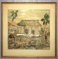 Haiti Watercolor Signed E. Ducasse