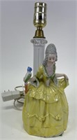 VTG Porcelain Victorian Woman w/ Parrot Lamp
