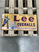 LEE OVERALLS TIN SIGN, 10.75 X 22"
