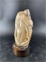 Michael Scott relief carving of a bowhead whale ca