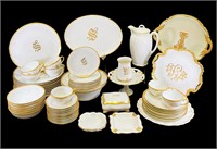 55 Pc. Gold Trim Hand painted Dish Set