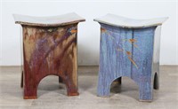 Eric O'Leary Pair of Art Pottery Stools