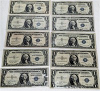 (10) $1 Silver Certificates