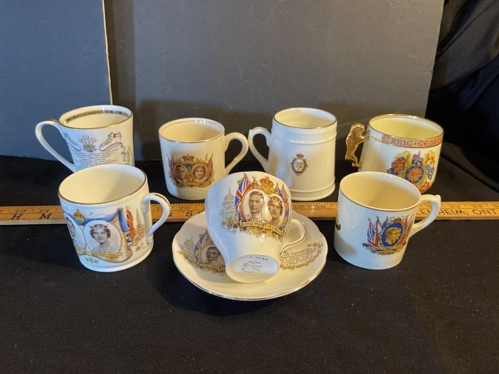 King George VI etc cup & saucer & mugs