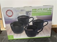 4 Piece Black Latte Mug Set