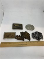 Lot of 5 collectible western belt buckles