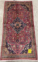 KASHAN HAND KNOTTED WOOL ACCENT RUG, 6'5" X 3'5"